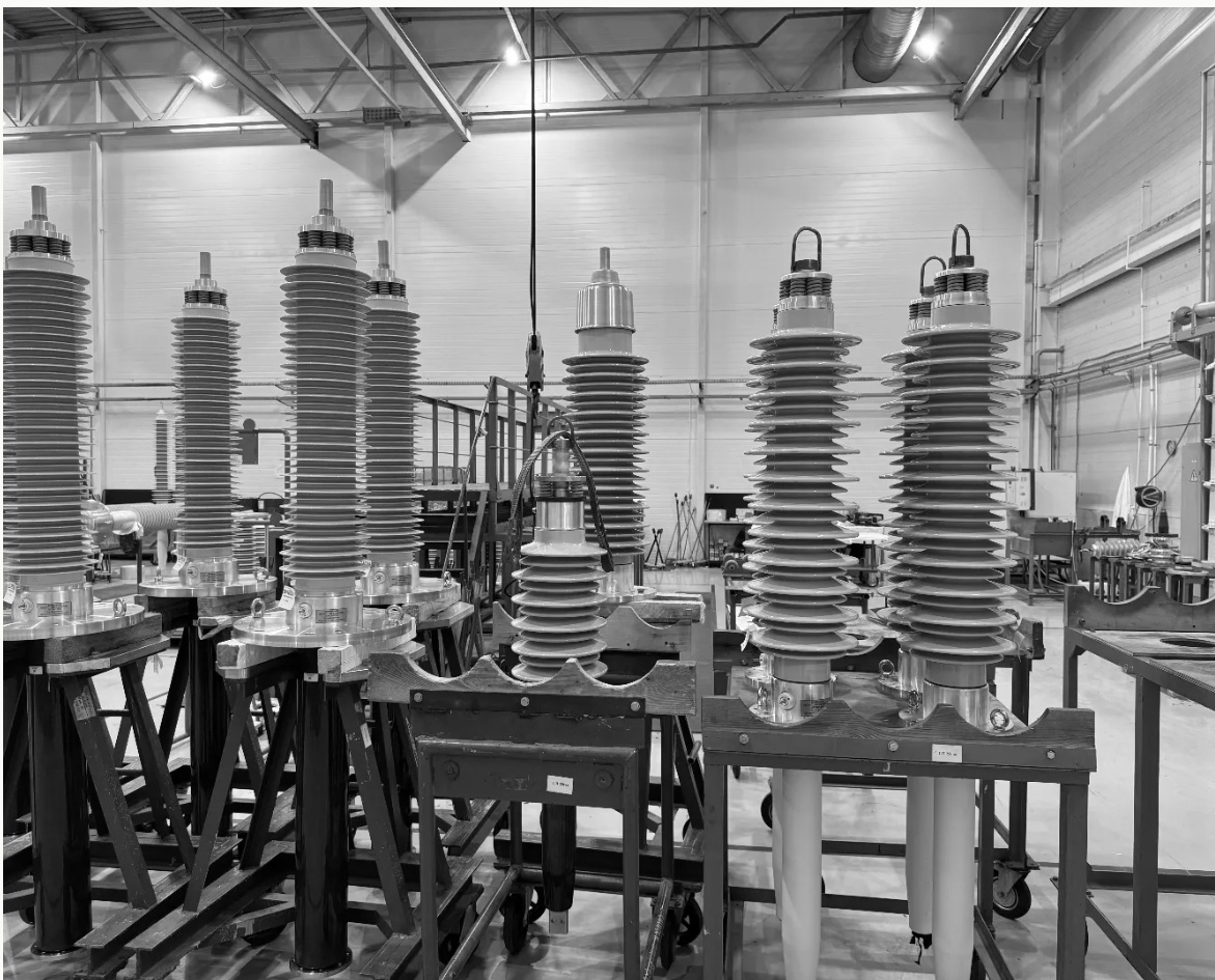 Finished bushings staged for testing at the Brazilian venture